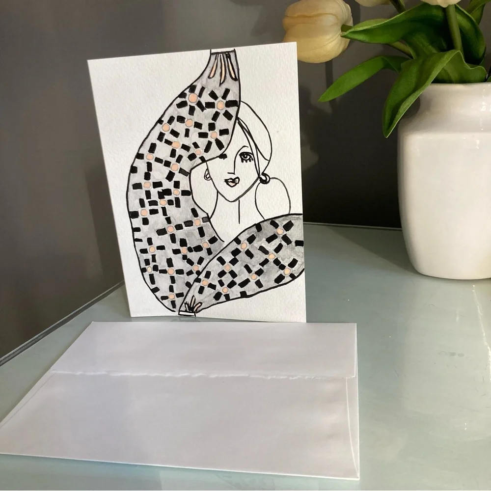Watercolor Frame-able Female Greeting Card